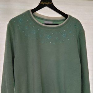 Alfred Dunner Light Green Embellished Sweatshirt